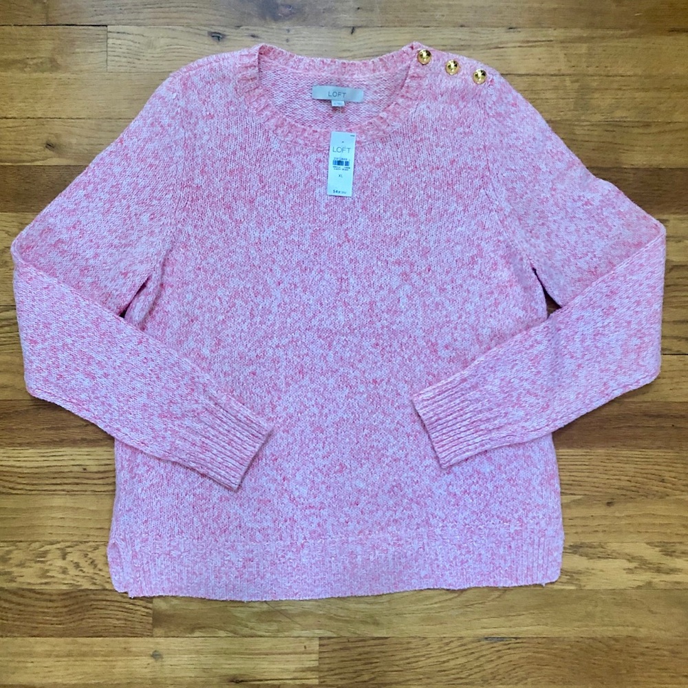 Loft pink and white sweater. New with tags